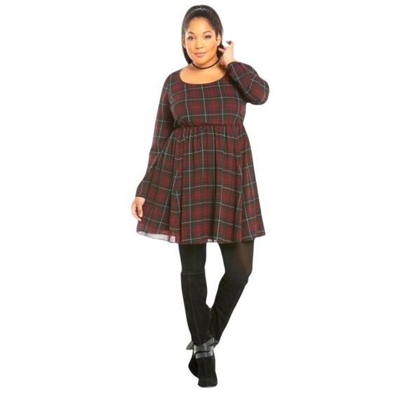 TORRID NEW DESERT PLAID Mini Georgette Criss Cross Back Skater dress 3X - Picture 5 of 15